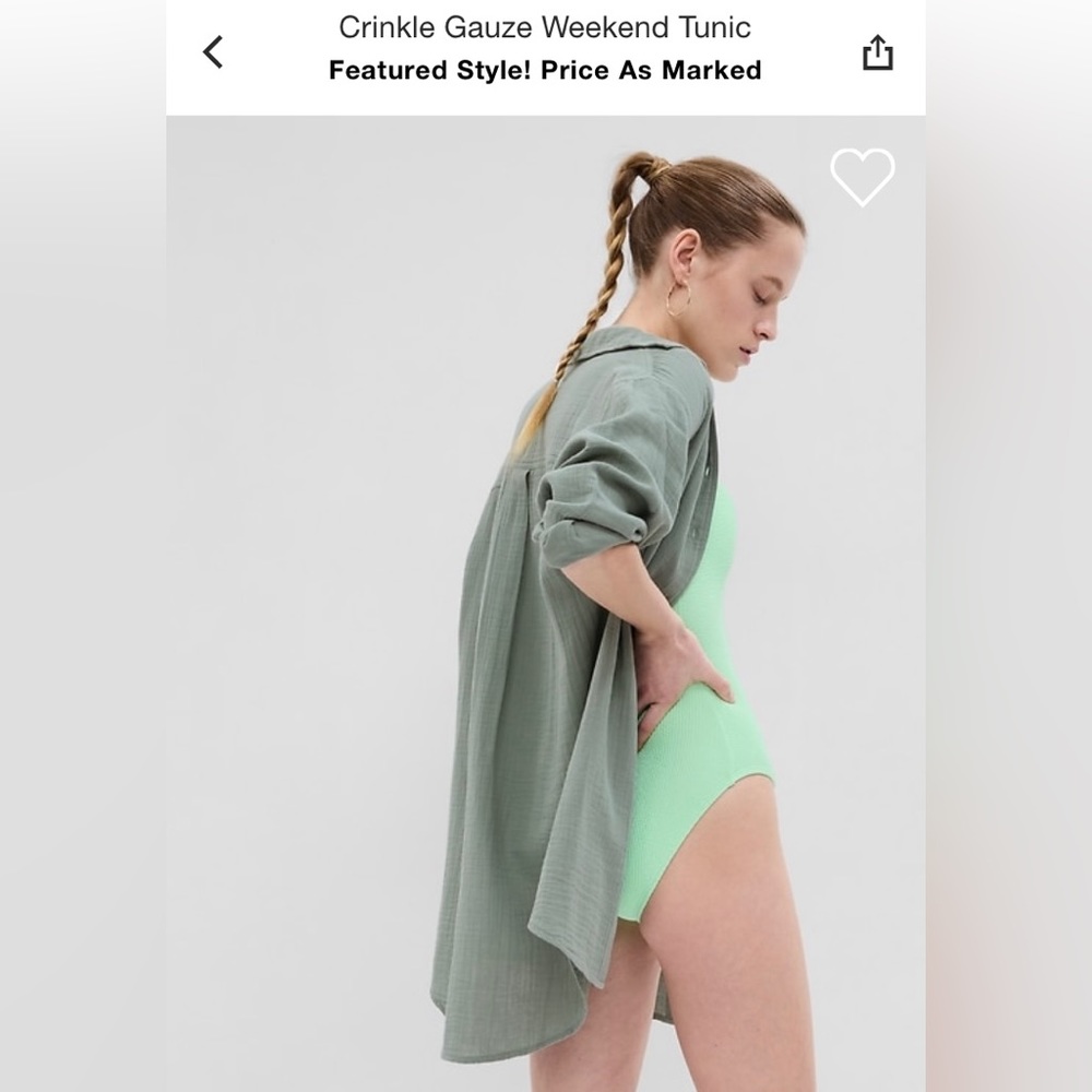 Gap size S sage gauze button up shirt/cover up